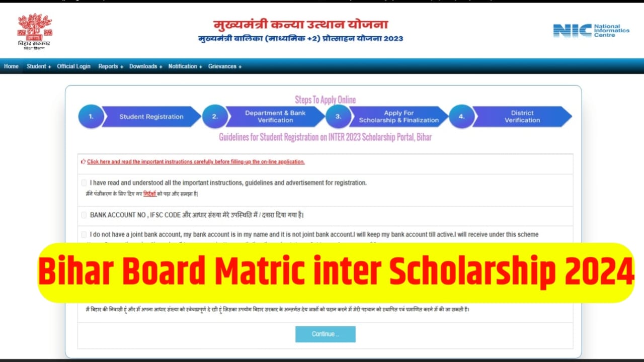 Bihar Board Matric inter Scholarship 2024